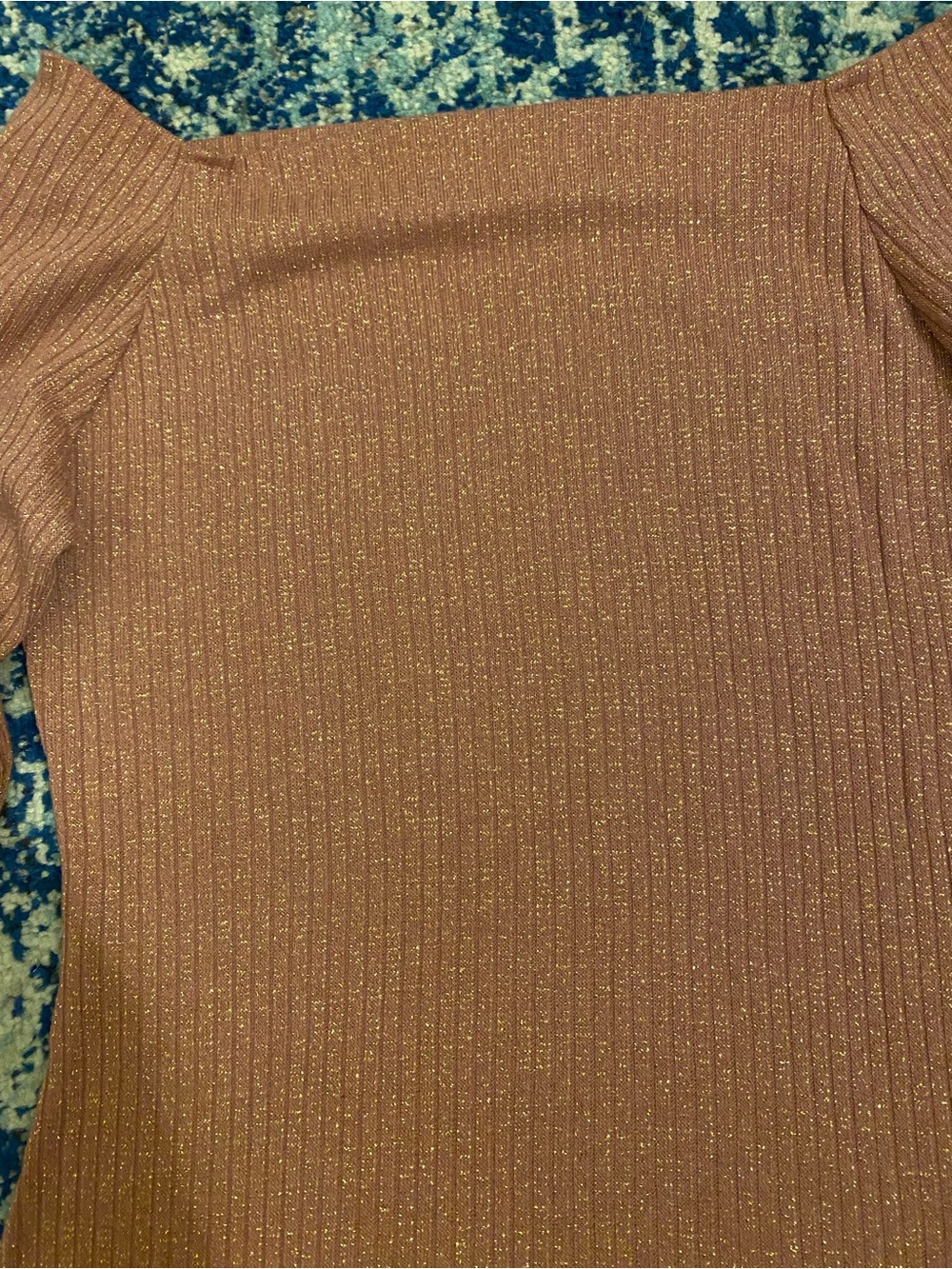 Papaya Off-Shoulder Ribbed Long Sleeve in Dusty Rose - Picture 2 of 4